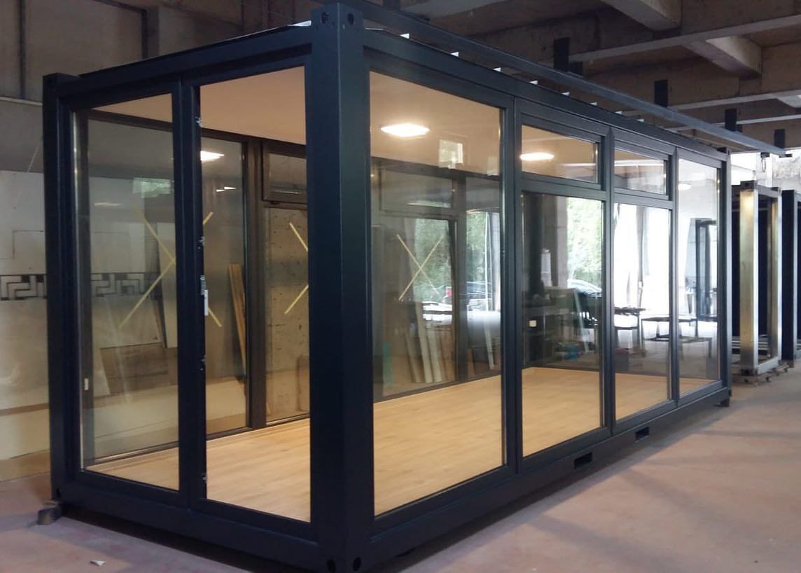 glazed 20-ft modular structure